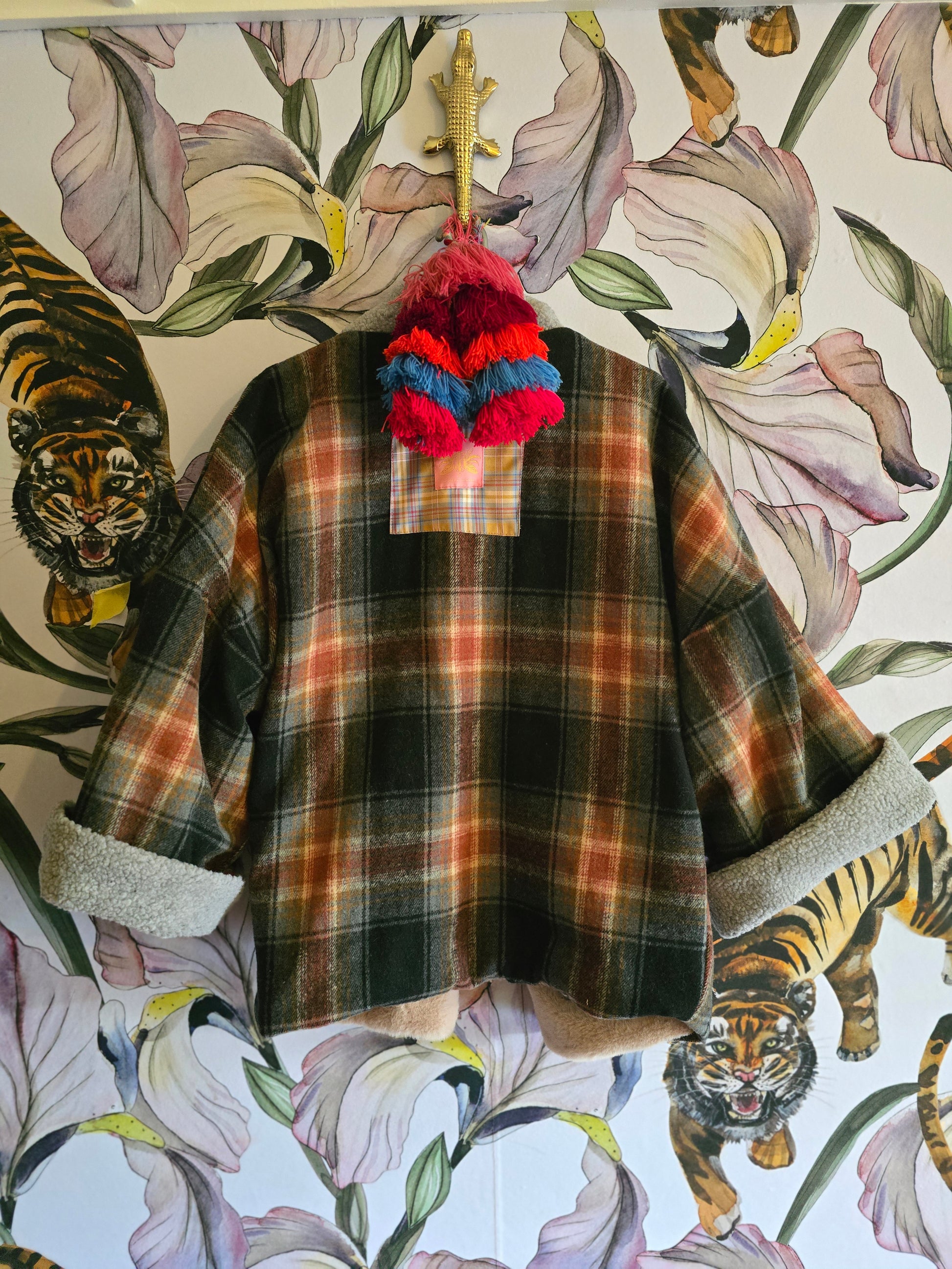 The LUMBER JILL ( FULLY reversible faux fur and fleece check adventure jacket )