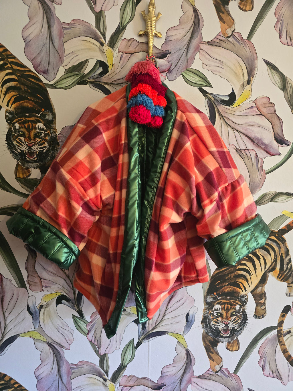 The GREEN CHECK REVERSIBLE WINTER PUFFER JACKET