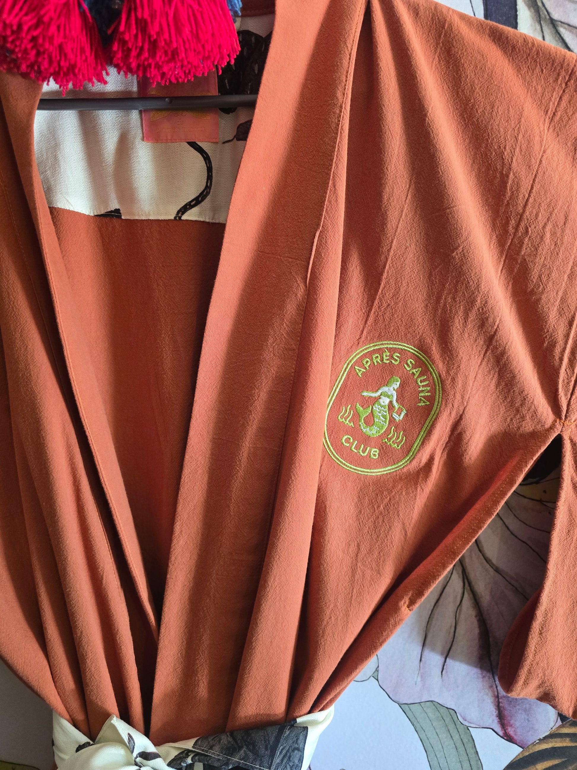 The APRÈ SAUNA 100% COTTON JAPANESE KIMONO TERRACOTTA