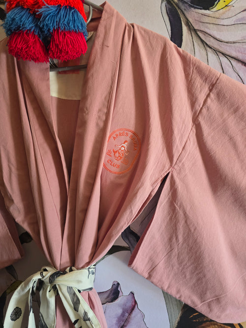 The APRÈ SAUNA 100% COTTON JAPANESE KIMONO PEONIE PINK