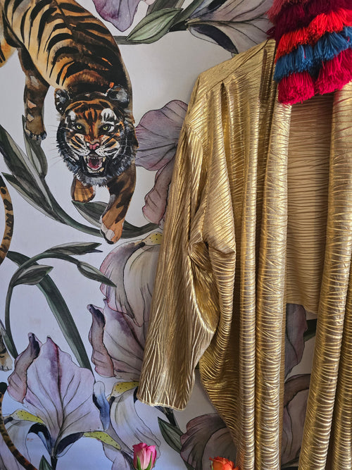 The GOLD LAMEER WRAP TOP