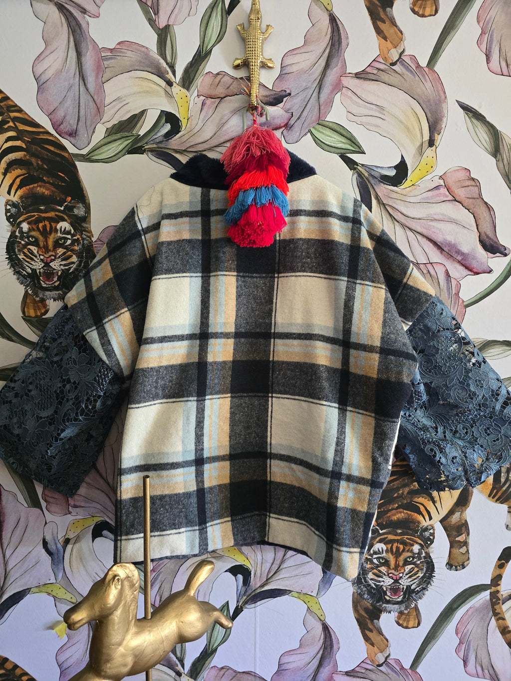 The BLUE GIRL IN LACE REVERSIBLE FLEECE AND FAUX FUR JACKET