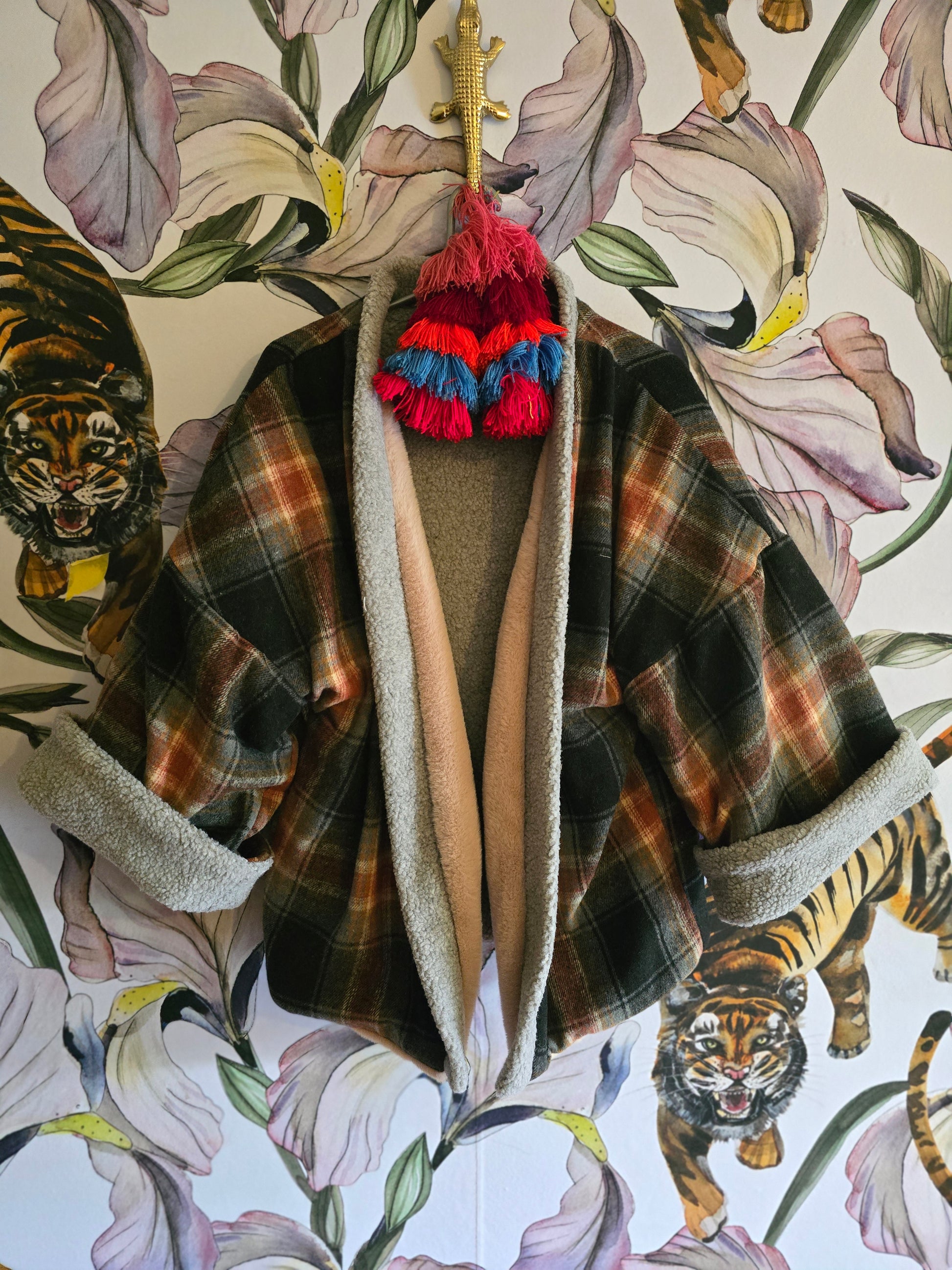 The LUMBER JILL ( FULLY reversible faux fur and fleece check adventure jacket )