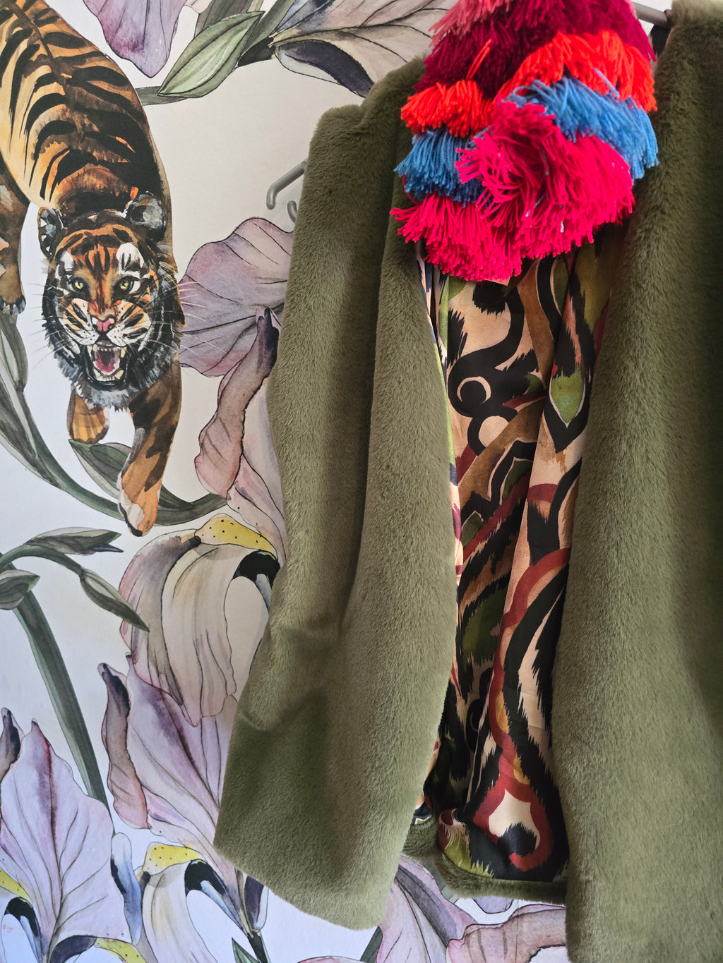The FAUX FUR AND IKAT WAISTCOAT