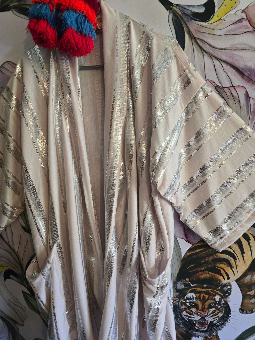 The COTTON & SEQUINS CARDIE . MID LENGTH.