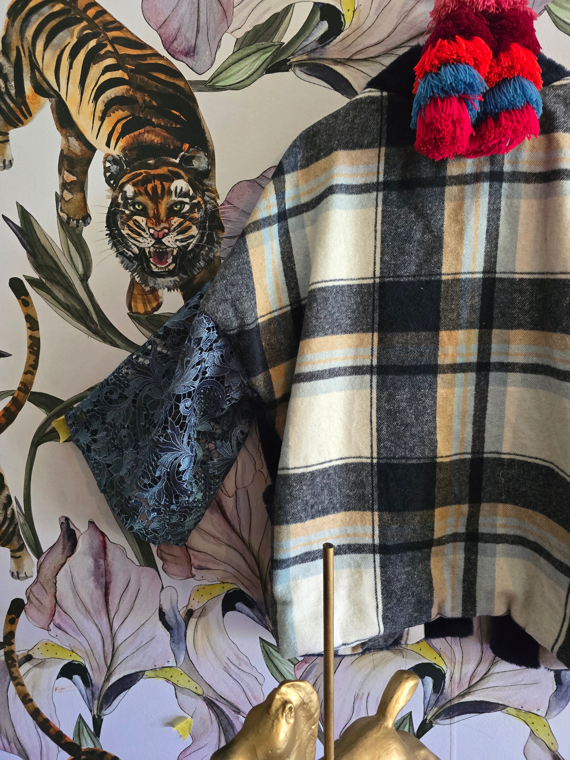 The BLUE GIRL IN LACE REVERSIBLE FLEECE AND FAUX FUR JACKET