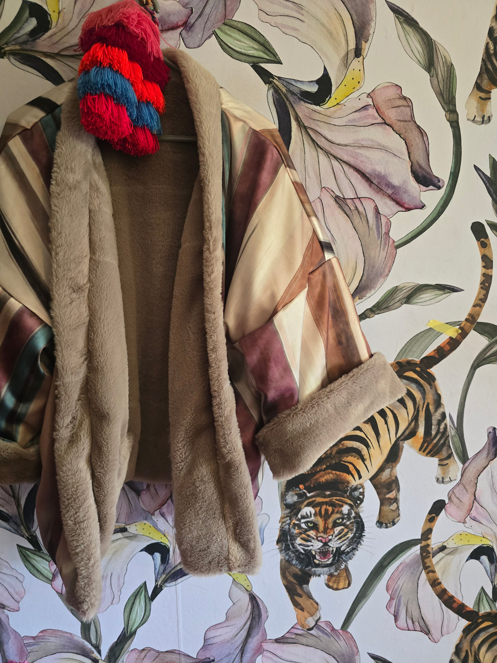 The STRIPE TAUPE REVERSIBLE BOMBER