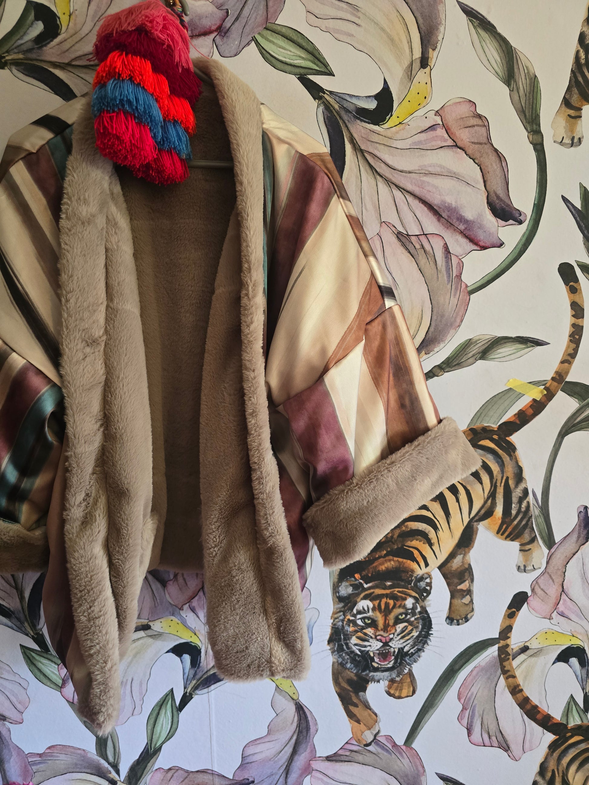 The STRIPE TAUPE REVERSIBLE BOMBER