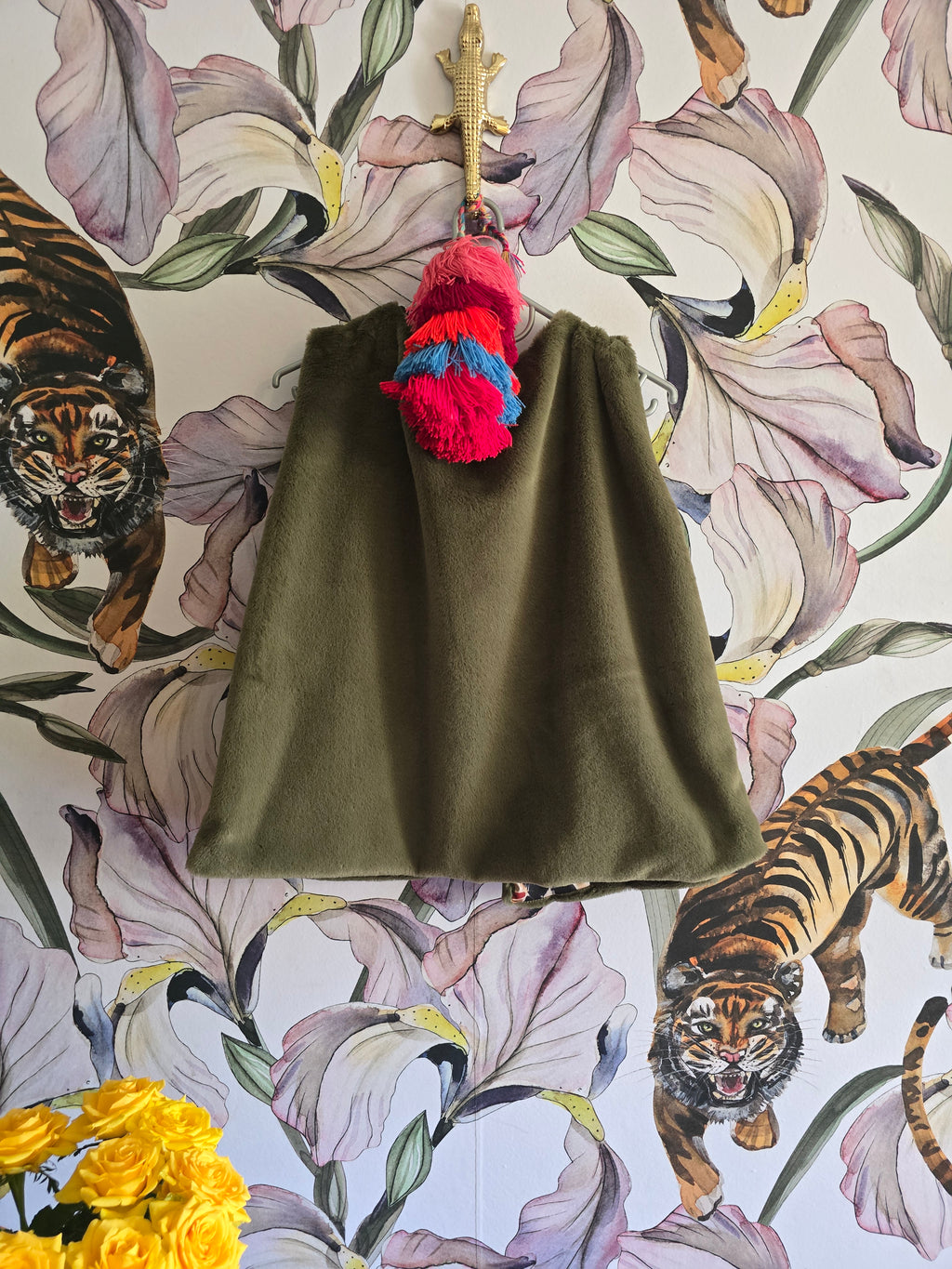 The FAUX FUR AND IKAT WAISTCOAT
