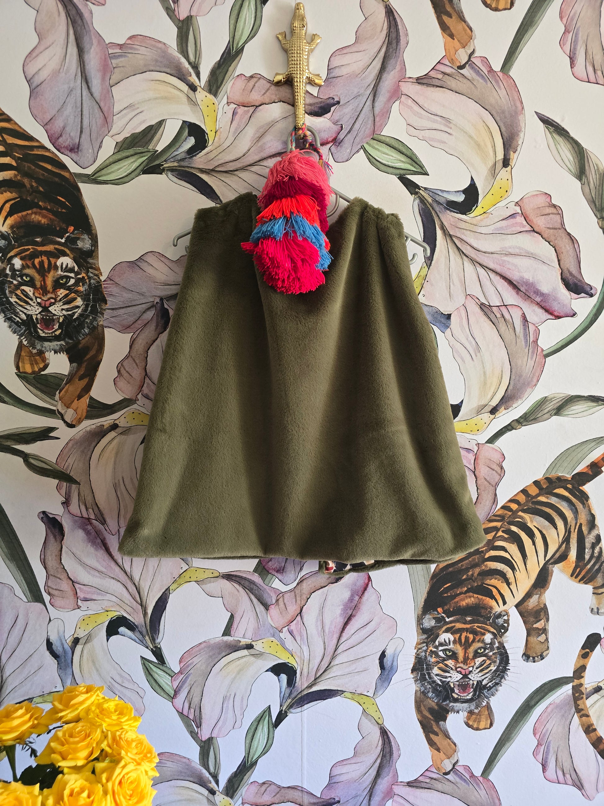 The FAUX FUR AND IKAT WAISTCOAT