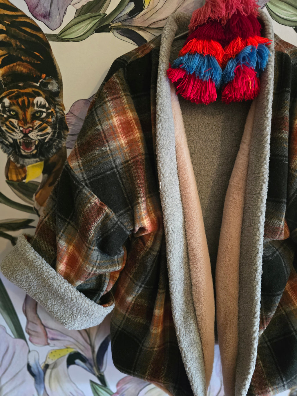 The LUMBER JILL ( FULLY reversible faux fur and fleece check adventure jacket )