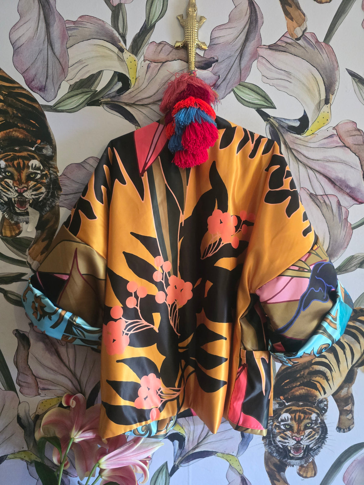 The ELECTRIC JUNGLE FULLY REVERSIBLE DUCHESS SATIN BOMBER