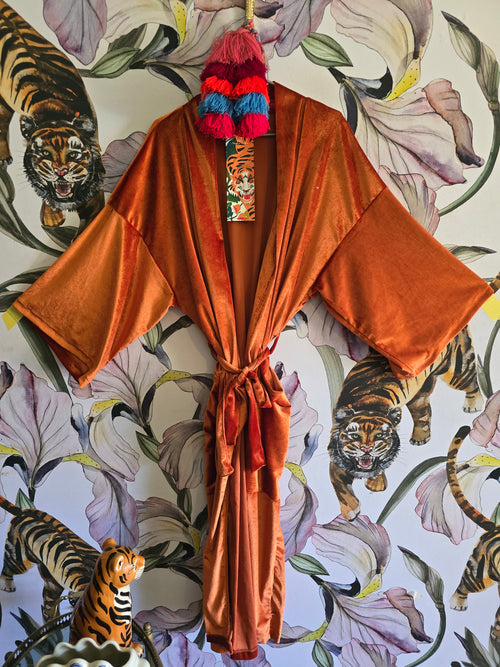 The RUST SILK VELVET KIMONO