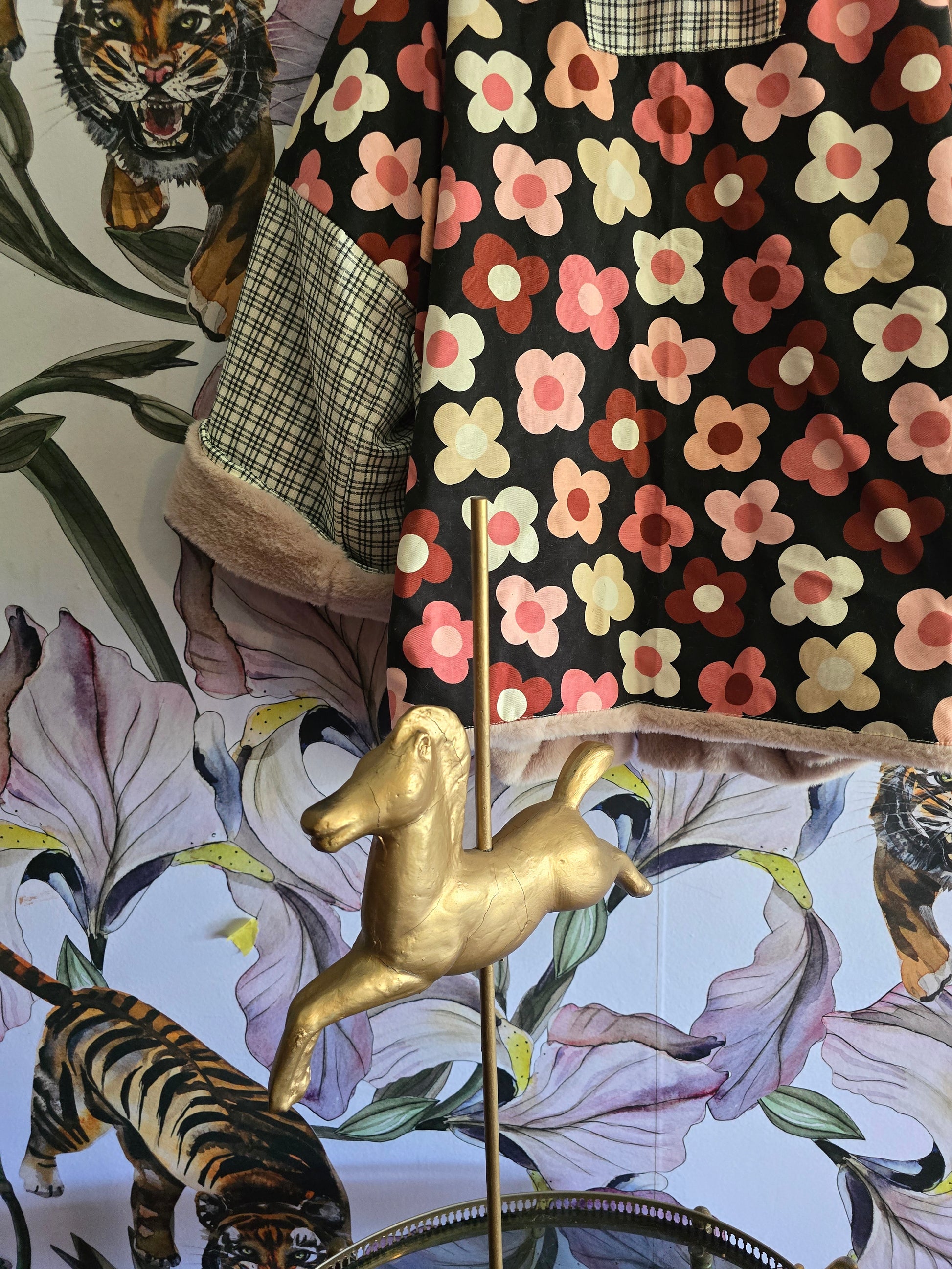 The RETRO FLOWER POWER BULL DENIM & FAUX FUR REVERSIBLE JACKET